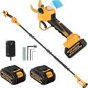 2-in-1 Pole Pruning Shears Cordless, 1.6" Cutting Diameter Electric Pruning Shears with Extension Pole, 21V 24.0Ah Battery Powered Pruner, 13.7FT Reach Power Pole Pruner for Tree Trimming