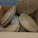 50 Pcs Cattail Round Woven Placemats Set, Cattail Placemats with Pearl Napkin Rings Boho Farmhouse Rustic Woven Chargers Natural Mat Bulk for Wedding Party, Dinner Table (13 Inch)