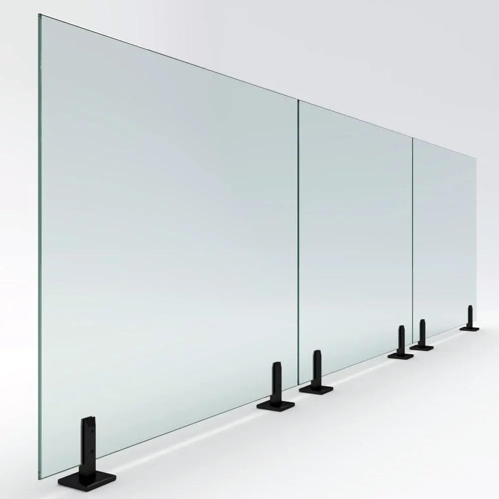 Frameless Glass Railing Panel - 1/2'' Clear Tempered Glass Railing System with 2 Posts - 36" High x 4 FT Long - Install Ready - Indoor and Outdoor Use - Smart Guard Easy Clean (Matte Black)