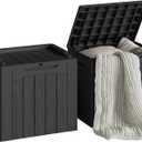 Devoko 30 Gallon Resin Deck Box 2 Pack Outdoor Indoor Waterproof Storage Box for Patio Furniture Pool Accessories Storage for Cushion Garden Tools (Black, 2 Pack)