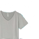 Real Essentials 1 Pack: Women's Dry-Fit Short Sleeve V-Neck Crop Top Boxy Athletic Tee Gray XL