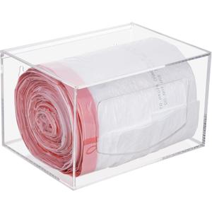 Extra Large Trash Bag Holder with Lid, Wall Mount and Under Sink Stackable, Clear Acrylic Cabinet Kitchen Organizer Storage Box Dispenser for Plastic Garbage Bags Grocery Roll Can Container