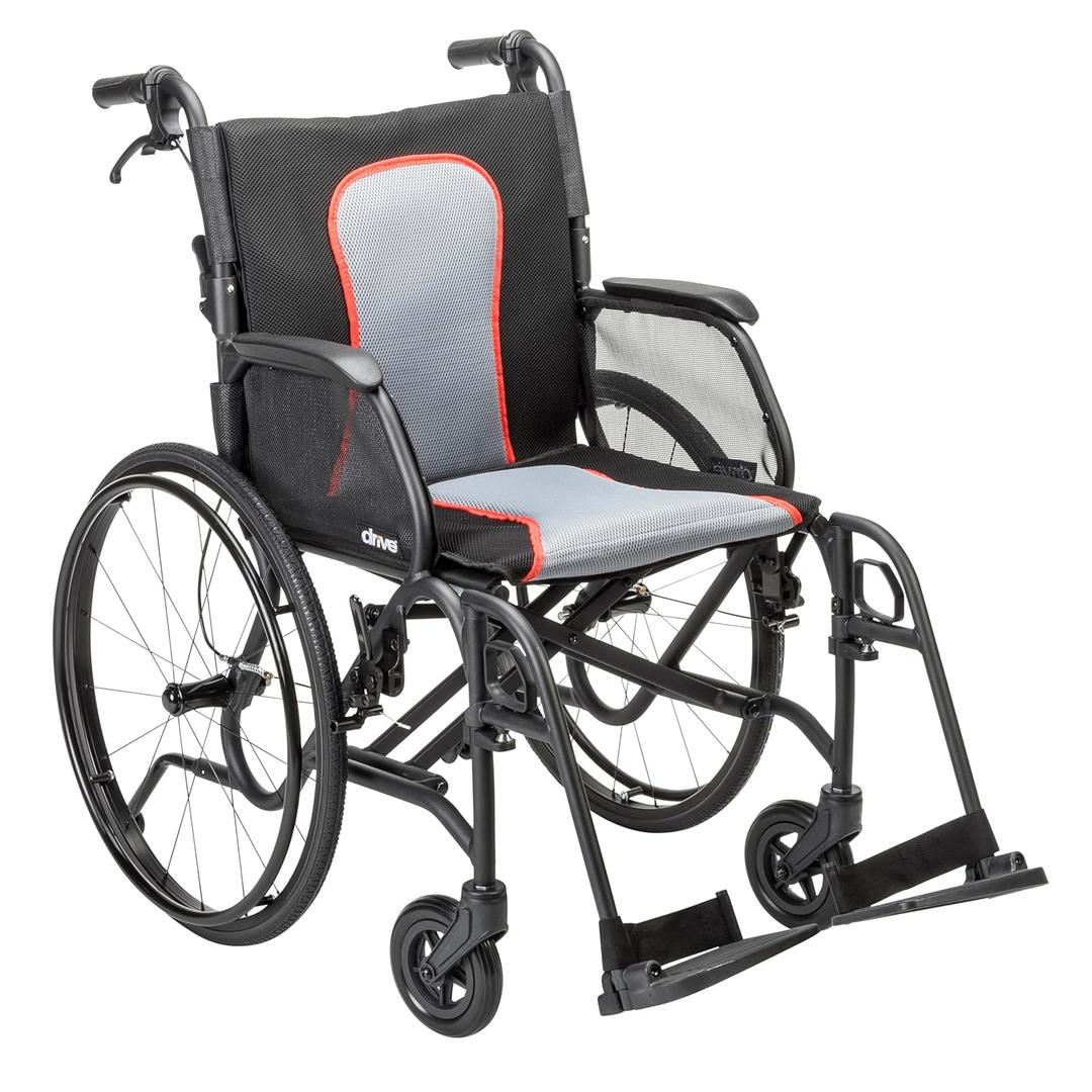 Drive Medical AeroFly Ultra-Lite Wheelchair, 14 lb, 20" Seat, Matte Black | AeroFly Lightweight Folding Travel Wheelchair Has Swing-Away Footrests and Is Easy to Carry for Adults