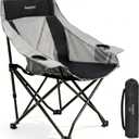 SUNNYFEEL Oversized Camping Chairs for Adults, Heavy Duty Portable Folding Chair with Carry Bag, Side Pockets & Cup Holder, Supports 300 lbs, for Tailgating Hiking Picnic Backyard Black