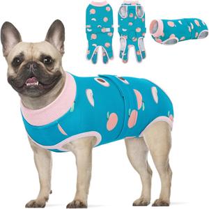 KOESON Recovery Suit for Dogs, Female Male Pet Surgery Onesie Post Spay Neuter, Professional Dog Abdominal Recovery Shirt with Pee Hole, Soft Surgical Bodysuit Anti-Licking (Large, Pink Peaches)