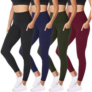 4 Pack Capri Leggings for Women-High Waisted Stretchy Soft Yoga Lounge Pants, Large-XLarge