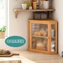 viewcare Corner Bread Box for Kitchen Counter, Bamboo Wood Large Capacity Bread Storage Bin with Acrylic Wavy Door Panel (Natural, Extra Large)