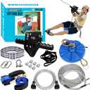 Zip Line Kit for Kids Adults : 100FT Up to 380Lbs - Quick Tighten Zipline for Backyard Outdoor with 100% Rust Proof Removable Trolley Seat Spring Brake