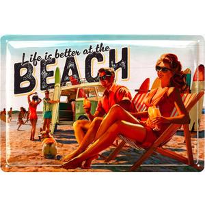 LANOLU Vintage Tin Sign LIFE IS BETTER AT THE BEACH metal pool signs Vintage Beach Decor, Beach Signs Wall Decor, Outdoor Pool Signs, Beachy Bathroom Decor, Pool Deck Decorations Outdoor, 8x12"
