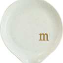 COLLECTIVE HOME - Large Ceramic Spoon Rest, Monogram Ceramic Spoon Holder, 5 Inches Spoon Holder for Stove, Coffee Bar, and Kitchen, Ideal for Large Spoons and Soup Spoons (Gold-M)