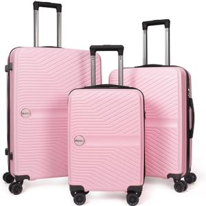 Luggage Set 3 Pieces -Suitcase Set - Luggage with Wheels - Check-in Luggage - PC + ABS Durable Suitcase Rotating Silent Wheels 3-Piece 20/24/28 Mint Green (pink)