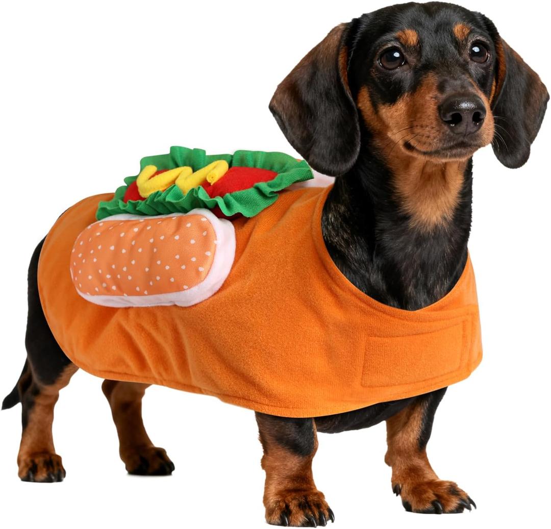 Dog Hot Dog Halloween Costume, Funny Pet Halloween Costumes for Dogs Cat of Small Medium Large Breed