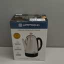 West Bend Electric Percolator Classic Style Coffee Maker with Heat Resistant Handle Base and Detachable Cord with Stainless Steel Stem and Basket, 12-Cup, Silver