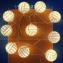 Volleyball Decorations String Lights, Timer Battery Operated 5.5ft 10LED Room Decor,Volleyball Ornaments for Christmas Tree, Boys Bedroom, Sports Theme Party Favors, Christmas Gift for Kids