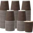 BYSNOW 150 Pack 8 oz Coffee Cups, Brown Disposable Paper Cups, Insulated Corrugated Ripple Wall Hot Beverage or Cold Drinks for Home, Party, Cafe