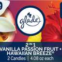 Glade 1-Wick 2in1 Scented Candle Jar, Hawaiian Breeze & Vanilla Passion Fruit, Air Freshener Infused with Essential Oils, 4.08 Oz, 2 Count