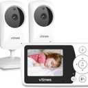 Baby Monitor with 2 Cameras, Video Baby Monitor No WiFi Night Vision, 2.4" LCD Screen Portable Baby Camera VOX Mode Pan-Tilt-Zoom Alarm and 1000ft Range, Ideal for Baby/Elderly/Pet