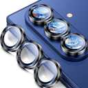 Uyiton for Samsung Galaxy Z Fold 7 Camera Lens Protector - Military-Grade Tempered Glass Rear Camera Screen Cover - [Strong Adsorption] [Easy to Install] Ultra HD Clear Lens Protector - Black+Silver