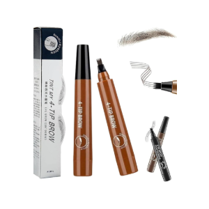 Lightsbetter Waterproof Brow Pen, Tint My 4 Tip Brow Waterproof, 4 Tipped Precise Brow Pen, Microblading Eyebrow Pen 4 Fork Tip Tattoo Pencil  Pack of 2