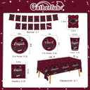 Graduation decorations 2026 Maroon Congrats Grad Party Dinnerware Set Disposable Paper Plates Napkins Cups Tablecloth Banner for Congrats Graduation Decorations 2026 deals, Serve 25