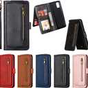 QLTYPRI Case for Samsung Galaxy A51(4G), Wallet Case with Premium PU Leather Zipper Purse Credit Card Holder Slot Kickstand Wrist Strap Dual Layer Protective Case for Galaxy A51(4G) - Black