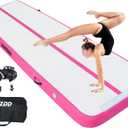 Dwzdd Gymnastics Air Mat 20ft Tumbling Mat Inflatable Gymnastics Tumble Track for Home/Gym/Training/Cheerleading/Water with Electric Pump (White+Pink)
