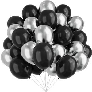 Black and Silver Balloons, 67pcs 12 Inch Metallic Silver and Black Balloons for Birthday, Baby Shower, Wedding, and Engagement Party Decoration