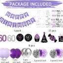 60th Birthday Decorations Women Purple Silver/Women 60th Birthday Party Decorations Purple Silver Black Foil Hanging Swirls with Balloons