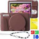 CboZpfa Case for Canon PowerShot SX740/SX730 hs Camera,Soft Silicone Protective with Removable Lens Cover,Canon SX740 hs Camera Accessories(2 Tempered Glass Cover,1 Charm Wrist Strap)