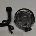 Gaiatop Mini Portable Stroller Fan, Battery Operated Small Clip on, Detachable 3 Speed Rechargeable, 360 Rotate Flexible Tripod Better Cooling for Car Seat Crib Treadmill Travel Black