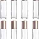 Doromy Pack of 8 Empty Clear Glass Roller Bottles Refillable Container 10ml Essential Oil Roll On Bottles for Essential Oils with Stainless Steel Roller Balls and Rosegold Caps for Travel, Set Of 2