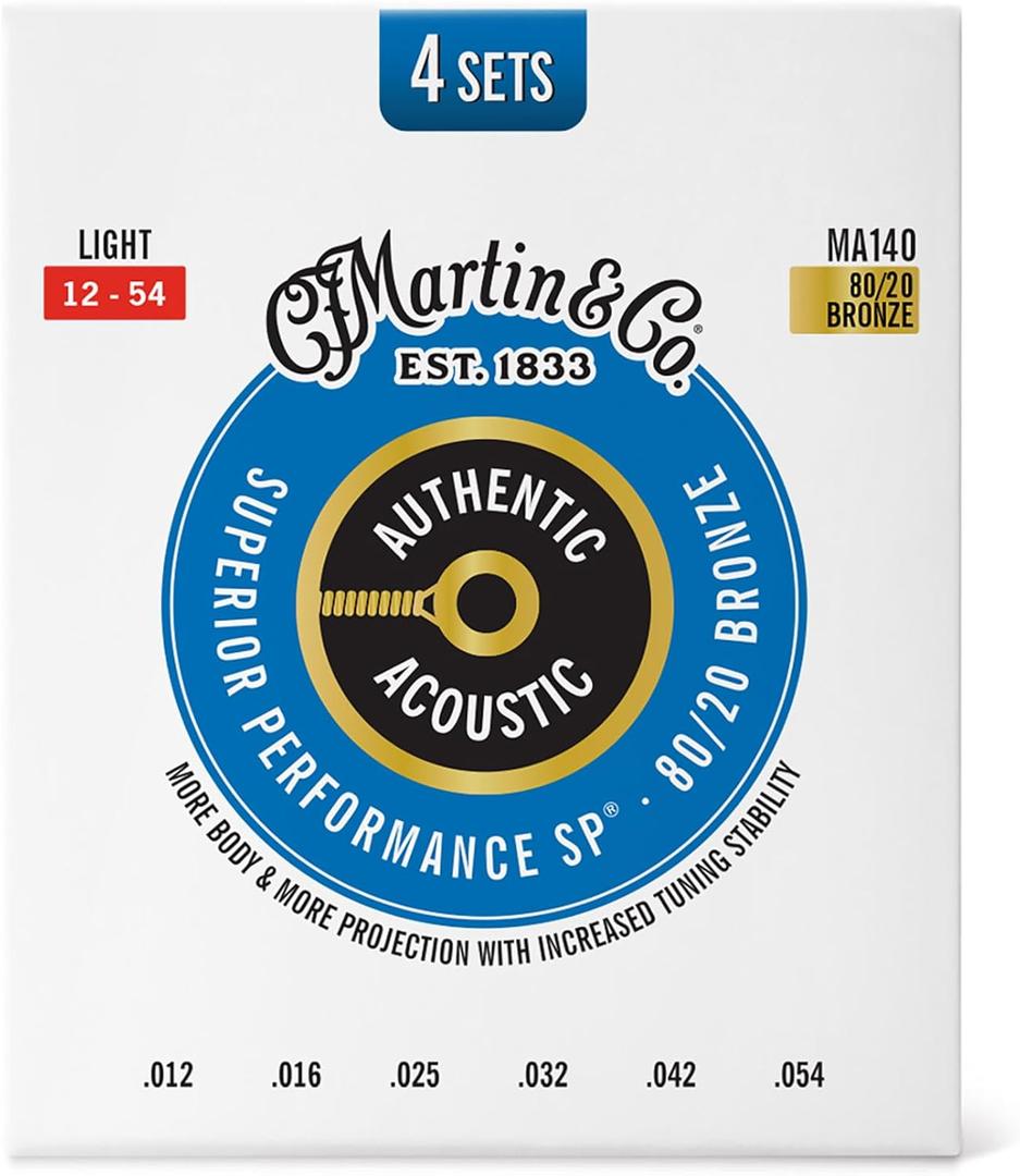 Martin 41Y25MA140PK4 Authentic Acoustic SP 80/20 4 pack (Light, 12-54)