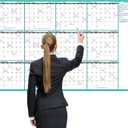 Large Dry Erase Calendar for Wall - Undated 12 Month Wall Calendar, 3758", Yearly Wall Calendar Dry Erase, Erasable & Reusable Calendar with 15 Round Stickers, Green Large Wall Calendar Dry Erase