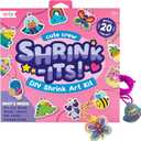 Ooly 28 PC DIY Shrinking Art Kit for Kids, 20 Plastic Pre Cut Charms and More, No Mess Creative Activity Jewelry Making Kit - Cute Crew
