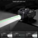 EZshoot 800 Lumens Pistol Light Laser Combo Rechargeable, Pistol Flashlight with Slidable Rail Compatible with Glock and Picatinny Rail, Gun Light with Green Laser Beam