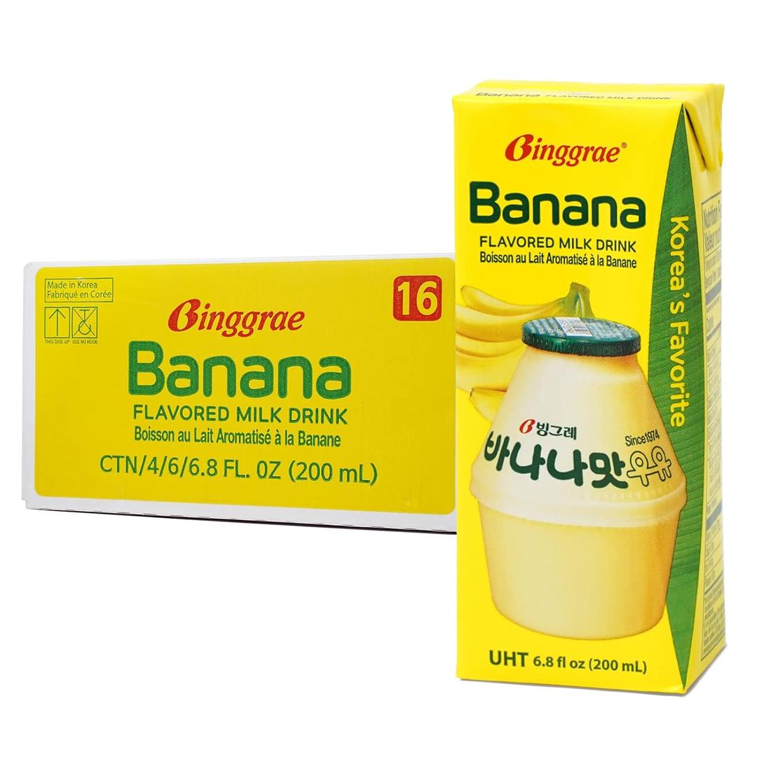 Binggrae Banana Flavored Milk Drink  Korean Sweet and Creamy Beverage  Shelf-Stable 6.8 fl oz Cartons  Pack of 24 (EXP 05/21/26)
