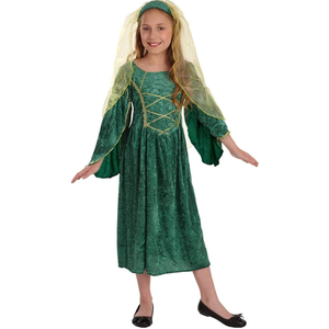 Fun Shack Green Girls Renaissance Costume, Medieval Costume Girls, Kids Princess Costumes, Halloween Costumes for Kids Medium