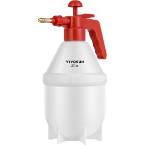 VIVOSUN 0.2 Gallon Handheld Garden Pump Sprayer, 27 oz Gallon Lawn & Garden Pressure Water Spray Bottle with Adjustable Brass Nozzle, for Plants and Other Cleaning Solutions (0.8L Red) (27 ounce)