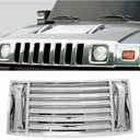 ECOTRIC Chrome Hood Deck Vent Panel Compatible with 2003-2009 Hummer H2 w/Hood Handle Cover Trim