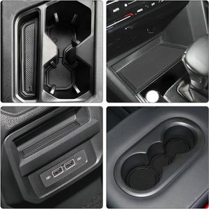 Auovo Anti Dust Mats for Volkswagen VW Tiguan Accessories 2024 2023 2022 2021 2020 2019 2018 Custom Cup Holder Door Center Console Liners Inserts for VW Tiguan (19pcs/Set) (Black Trim)