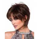 XIUFAXIRUSI XIUFAXIRUSI Short Brown Curly Wigs with Blonde Highlight Brown Pixie cut Wavy Wigs for White Women Layered Synthetic Full Wigs for Daily Party