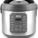 AROMA Professional Digital Rice Cooker, 10-Cup (Uncooked) / 20-Cup (Cooked), Multicooker, Slow Cooker, Steamer, Oatmeal Cooker, Egg Cooker, STS, 5 Qt, Gray, ARC-5200SG