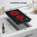 12 inch Electric Ceramic Cooktop, 2 Rings Radiant Stove Countertop Burners with Knob Control, Black Glass Hot Plate for Cooking, No Plug Hardwire 220-240V 3KW