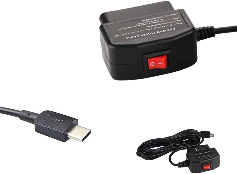 Universal OBD Power Cable for Dash Camera,24 Hours Surveillance/Acc Mode with Switch Button(Type-C Port)