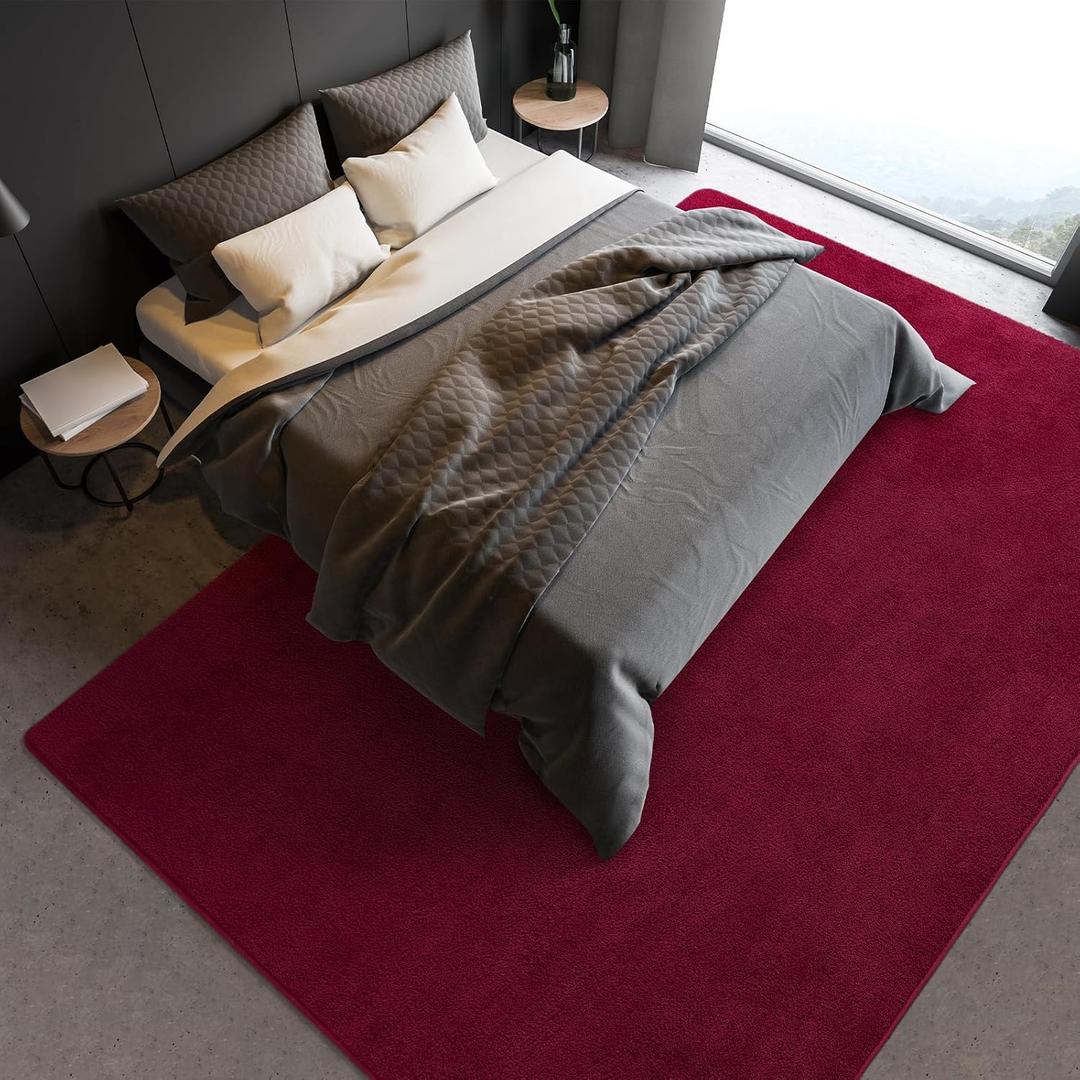 Wine Red Rugs for Bedroom Girls Soft Throw Rug for Nursery Dorm Kids Room Washable Living Room Rugs Large Area Rugs 6x9 Thickened Memory-Foam Rug Carpet Apartment Home Decor