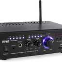 Pyle Bluetooth Computer Speaker Amplifier - 2x120 Watt Home Stereo Power Amplifier Home Audio Receiver System W/Blue Led Display, USB/SD, AUX, RCA, Headphone Jack - Remote - PCAU46BA.5