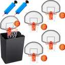 Liliful 4 Pack Indoor Trash Can Basketball Set, Including 4 Clip on Hoop with Backboard, 4 Inflatable Ball and 2 Pump, Fun Indoor Basketball Game Office Stress Relief Toy Funny Birthday Gifts