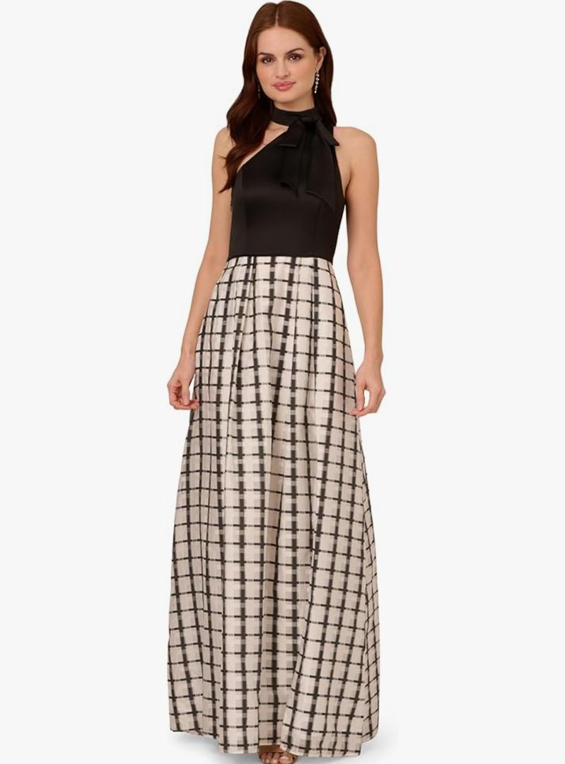 Adrianna Papell Women's Plaid Combo Gown, Size: 8 Adrianna Papell Women's Plaid Combo Gown, Size: 8