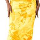 Women's Summer Dress Strapless Tube Top Maxi Floral Bodycon Dresses for Formal Party Vacation (Yellow)