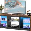WLIVE LED TV Stand for 65-Inch TV, 58-Inch Entertainment Center with Adjustable Glass Shelves, Modern Media Console for Living Room & Bedroom, Rustic Brown